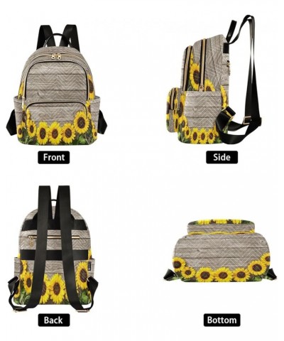 Backpack Purse for Women Sunflowers Wooden Board, Small Fashion Backpack Spring Floral Yellow Lightweight Casual Daypack Shou...