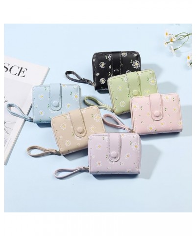 Cute Daisy Flowers Print Wallets with Exterior Zipper Around Coin Purse Bifold Bill Wallet with ID Window (Pink) Blue $9.89 W...