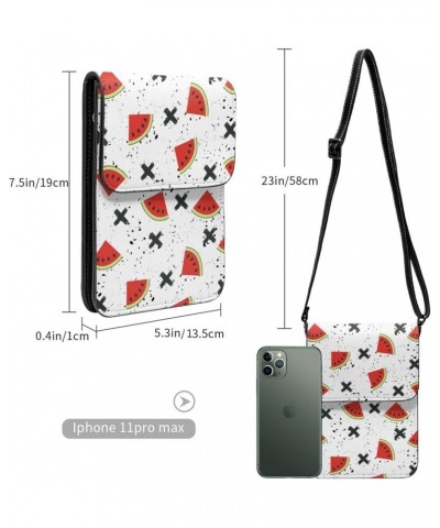 Womens Crossbody Bags Halloween Pumpkin Cat Print Phone Bag Wallet Purses Adjustable Strap Watermelon Pattern (13) $17.09 Cro...