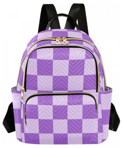 Purple Grid Fashion Travel Backpack for Women Multi Pockets Lightweight Purse for Women-S Multicolor Medium $12.40 Backpacks