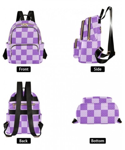 Purple Grid Fashion Travel Backpack for Women Multi Pockets Lightweight Purse for Women-S Multicolor Medium $12.40 Backpacks