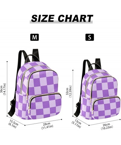 Purple Grid Fashion Travel Backpack for Women Multi Pockets Lightweight Purse for Women-S Multicolor Medium $12.40 Backpacks