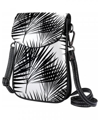 Crossbody Bags for Women,Crossbody Bag Men,Small Sling Bag,Black Palm Leaf,Crossbody Purse $11.65 Crossbody Bags