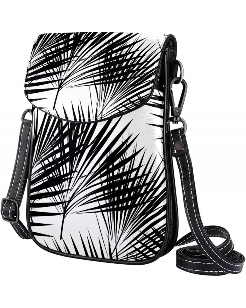 Crossbody Bags for Women,Crossbody Bag Men,Small Sling Bag,Black Palm Leaf,Crossbody Purse $11.65 Crossbody Bags