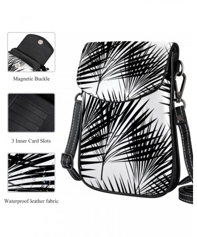 Crossbody Bags for Women,Crossbody Bag Men,Small Sling Bag,Black Palm Leaf,Crossbody Purse $11.65 Crossbody Bags