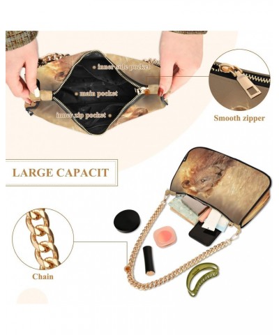 African Lion Grass Small Chain Shoulder Bag for Women Travel Hobo Tote Handbag Clutch Purse with Zipper $14.40 Totes