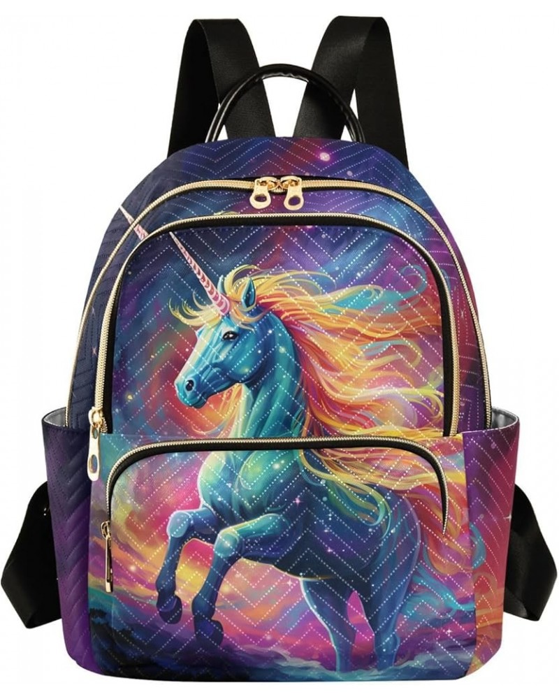 Unicorn Colorful Starry Sky Fashion Travel Backpack for Women Multi Pockets Lightweight Purse for Women-M Multicolor Small $1...