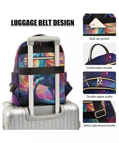 Unicorn Colorful Starry Sky Fashion Travel Backpack for Women Multi Pockets Lightweight Purse for Women-M Multicolor Small $1...