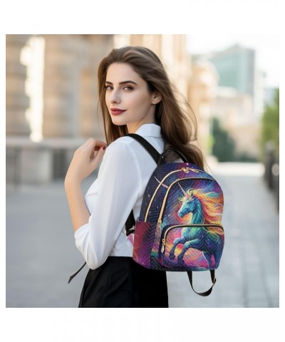 Unicorn Colorful Starry Sky Fashion Travel Backpack for Women Multi Pockets Lightweight Purse for Women-M Multicolor Small $1...