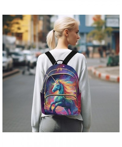 Unicorn Colorful Starry Sky Fashion Travel Backpack for Women Multi Pockets Lightweight Purse for Women-M Multicolor Small $1...