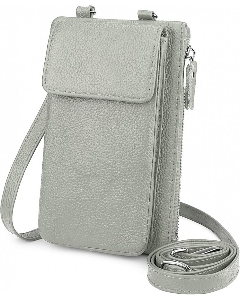 Crossbody Bag for Women Leather Lightweight Medium Shoulder Bag Zipper Pocket Adjustable Strap Organizer B- Light Gray $19.19...