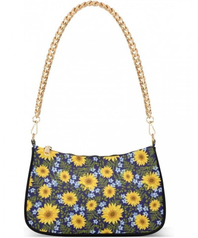 Sunflowers Crossbody Bag for Women Trendy Roomy Purses Shoulder Bag with Chain Strap Multi Pocket Evening Bag for Travel Part...