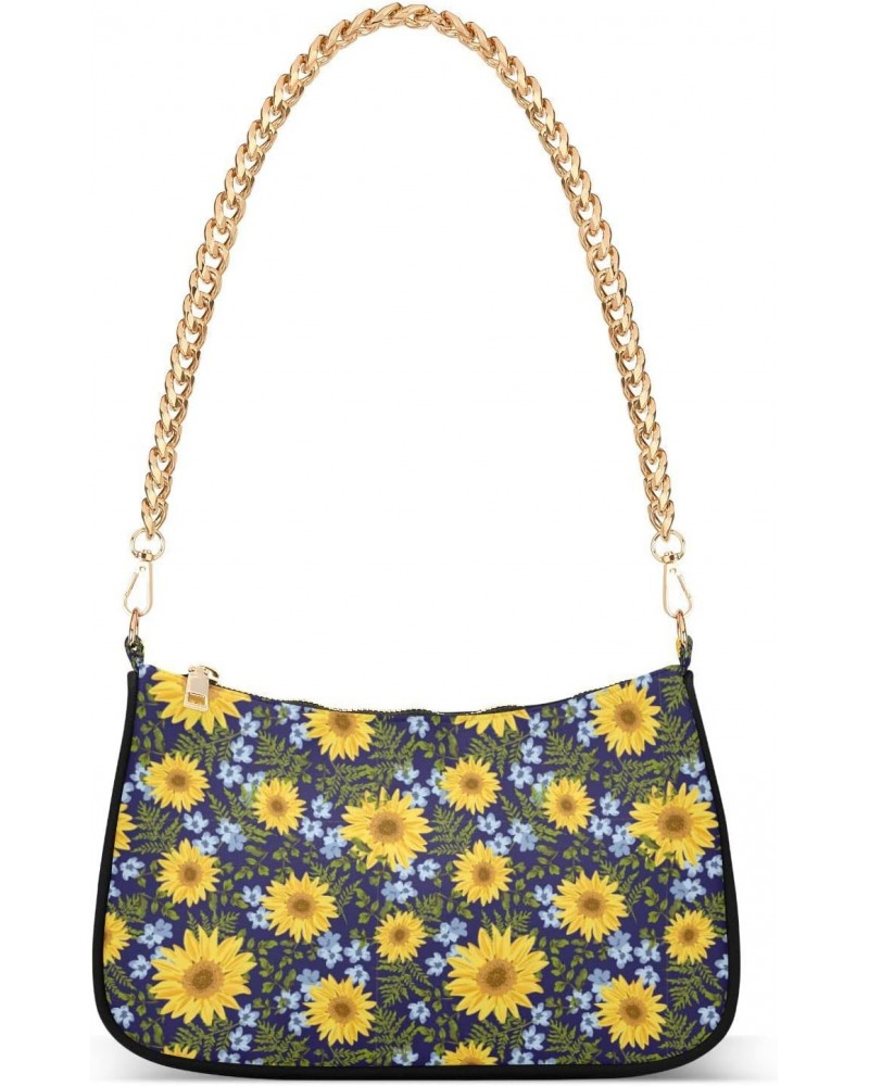 Sunflowers Crossbody Bag for Women Trendy Roomy Purses Shoulder Bag with Chain Strap Multi Pocket Evening Bag for Travel Part...