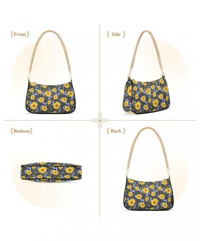 Sunflowers Crossbody Bag for Women Trendy Roomy Purses Shoulder Bag with Chain Strap Multi Pocket Evening Bag for Travel Part...