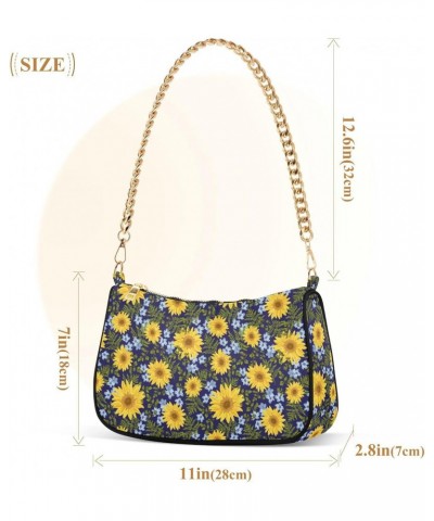 Sunflowers Crossbody Bag for Women Trendy Roomy Purses Shoulder Bag with Chain Strap Multi Pocket Evening Bag for Travel Part...