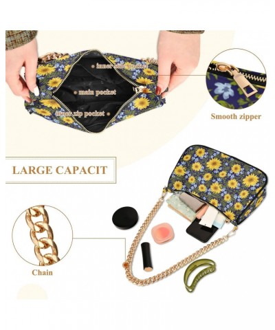 Sunflowers Crossbody Bag for Women Trendy Roomy Purses Shoulder Bag with Chain Strap Multi Pocket Evening Bag for Travel Part...