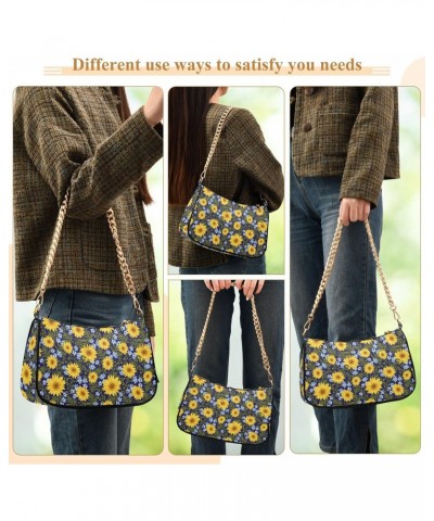 Sunflowers Crossbody Bag for Women Trendy Roomy Purses Shoulder Bag with Chain Strap Multi Pocket Evening Bag for Travel Part...