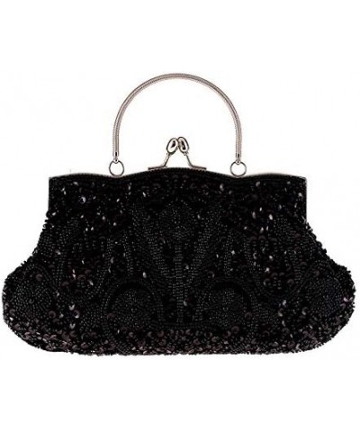 Beaded Embroidery Bag for Women, Elegant Evening Bag, Retro Cheongsam Bag Black $31.05 Shoulder Bags