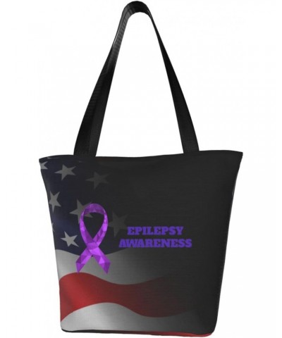 Epilepsy Awareness Women'S Casual One Shoulder Carry Shopping Bag Large Capacity Working Storage Handbag $17.22 Shoulder Bags