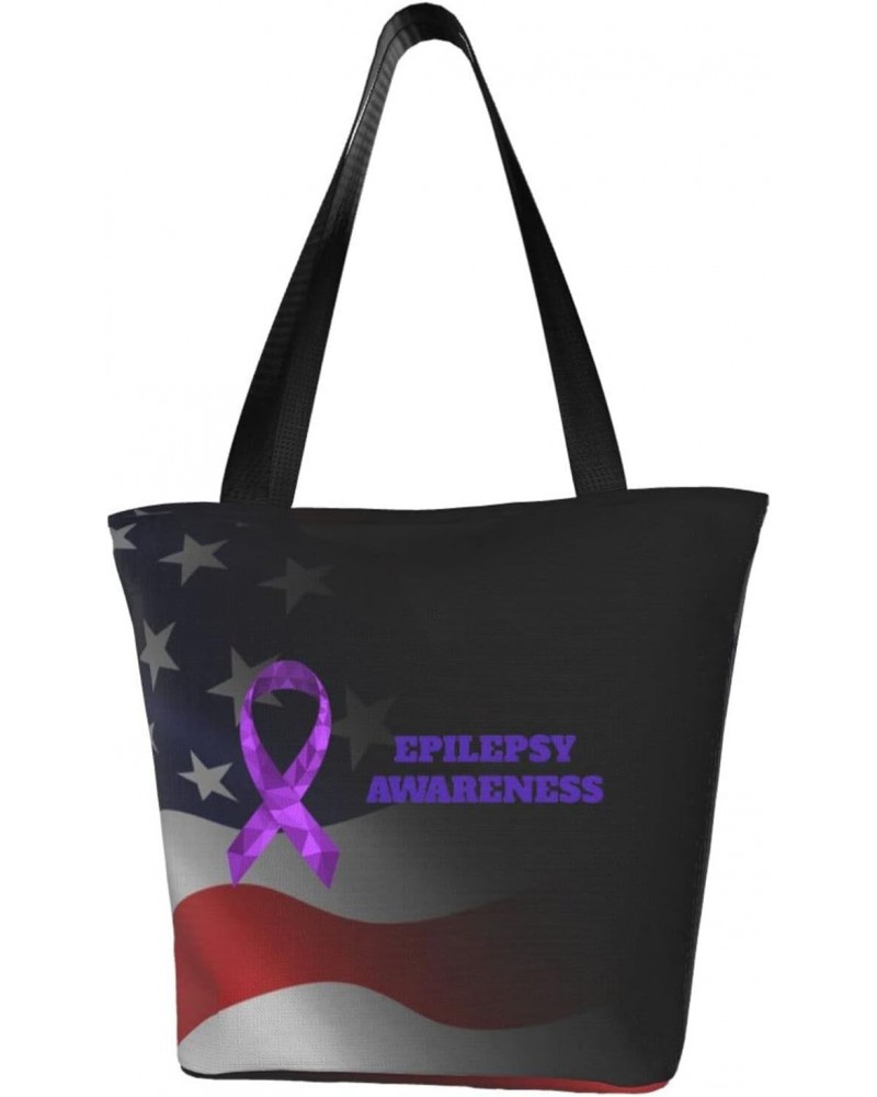 Epilepsy Awareness Women'S Casual One Shoulder Carry Shopping Bag Large Capacity Working Storage Handbag $17.22 Shoulder Bags