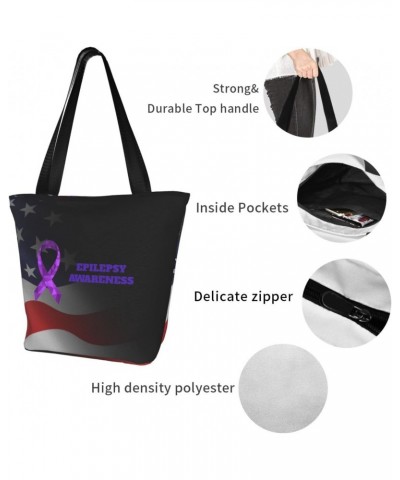 Epilepsy Awareness Women'S Casual One Shoulder Carry Shopping Bag Large Capacity Working Storage Handbag $17.22 Shoulder Bags