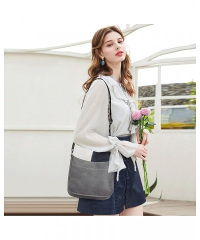 Crossbody Bags for Women Shoulder Handbags Sling Bag Soft FAUX Leather Shoulder Purses Grey $14.10 Shoulder Bags