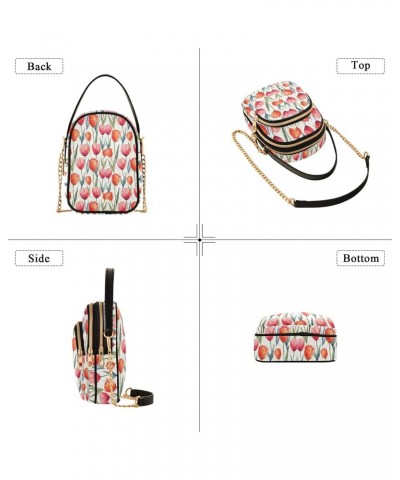 Red Tulip Pattern Women's Crossbody Handbags with Zipper, Casual Leather Cell Phone Purse Crossbody Bags for Ladies $14.03 Cr...