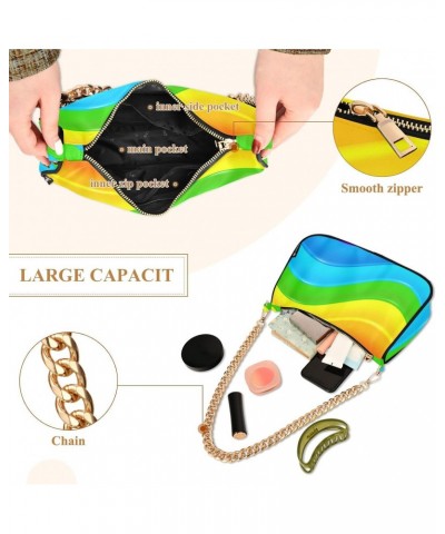 Clutch Shoulder Bags Tote Evening Purse Handbags for Women Hobo Bags Bright Rainbow Waves with Zipper Closure $13.44 Totes