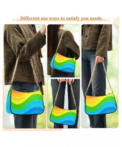 Clutch Shoulder Bags Tote Evening Purse Handbags for Women Hobo Bags Bright Rainbow Waves with Zipper Closure $13.44 Totes