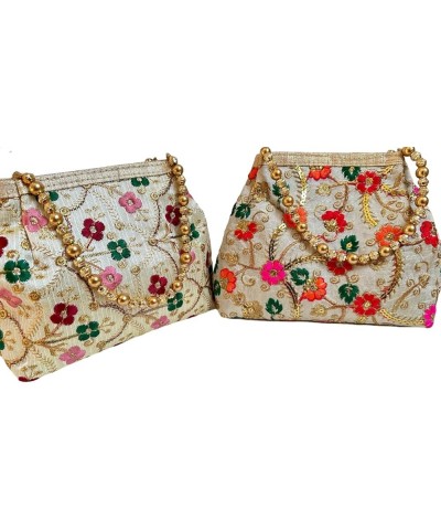 Tara Trends Potli Bag with Golden Pearl Handle Tassel Pack of 2 $8.84 Clutches