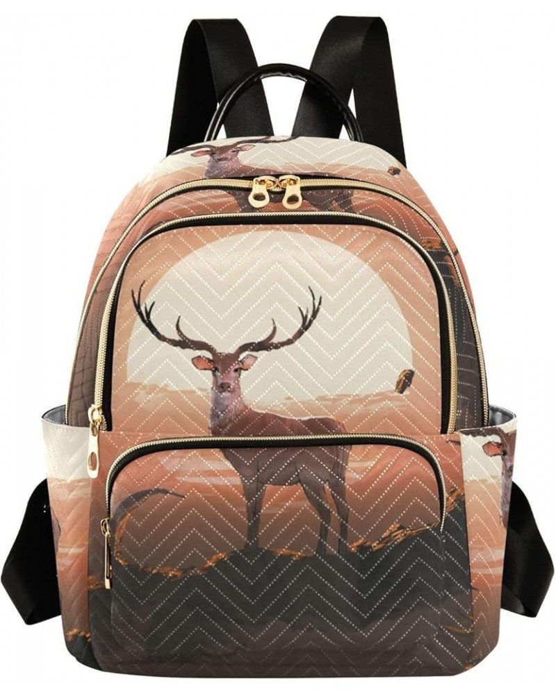 Deer Sunset Sky Women's Backpack Purse Causal Daypack Work Travel College Business Trip Bag Shoulder Bag Small $14.39 Backpacks