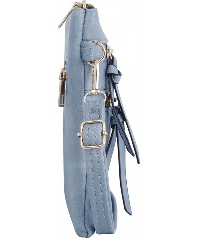 Essential Casual Functional Multi Pocket Double Zipper Crossbody Purse Bag Shoulder Bag for Women Blue $10.79 Crossbody Bags