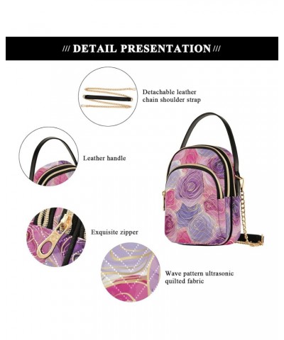 Golden Luxury Rose Flower Quilted Crossbody Bag for Women, Small Cell Phone Bag Shoulder Handbags Purse with Leather Strap $1...