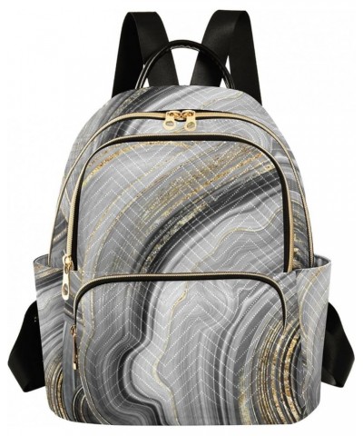 Small Backpack for Women Travel Bag Grey Marble Gold Veins Daypack Purse Fashion Shoulder Bag Rucksack Small B929 $13.25 Back...