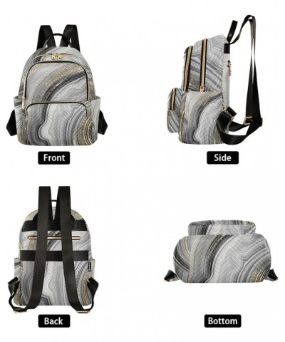 Small Backpack for Women Travel Bag Grey Marble Gold Veins Daypack Purse Fashion Shoulder Bag Rucksack Small B929 $13.25 Back...