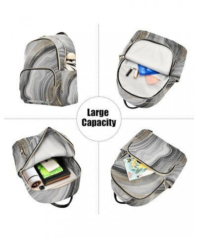 Small Backpack for Women Travel Bag Grey Marble Gold Veins Daypack Purse Fashion Shoulder Bag Rucksack Small B929 $13.25 Back...