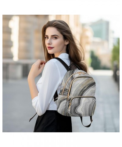 Small Backpack for Women Travel Bag Grey Marble Gold Veins Daypack Purse Fashion Shoulder Bag Rucksack Small B929 $13.25 Back...