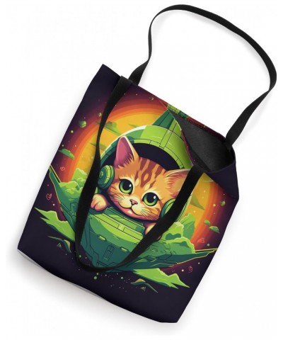 Spaceship Cat galaxy space Cat Alien Kitty Mom Dad Tote Bag $10.37 Totes