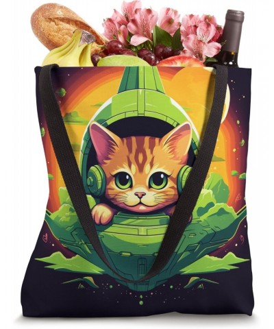 Spaceship Cat galaxy space Cat Alien Kitty Mom Dad Tote Bag $10.37 Totes