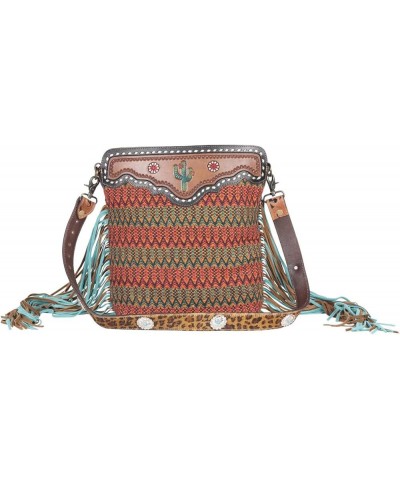 Western Leather Shoulder Bag for Women - Upcycled Canvas Hand-Tooled Bag Accenting Hues $46.00 Shoulder Bags