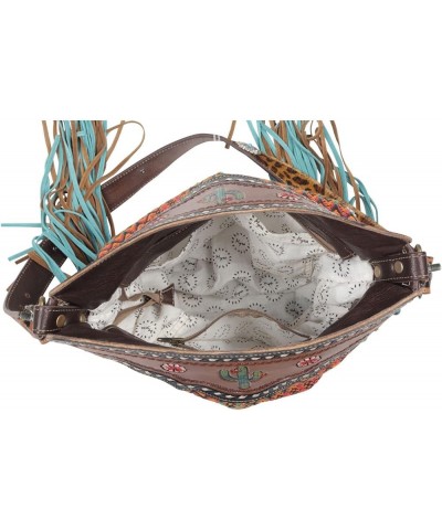 Western Leather Shoulder Bag for Women - Upcycled Canvas Hand-Tooled Bag Accenting Hues $46.00 Shoulder Bags