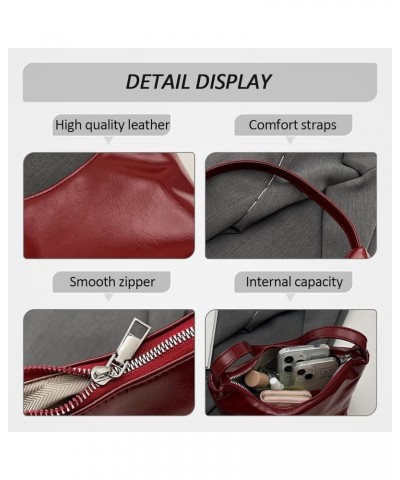 Small Shoulder Bags for Women Retro Y2k Hobo Handbags Patent Leather Top Handle Underarm Bag Red Fashion Clutch Purse Silver ...