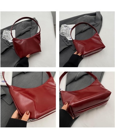 Small Shoulder Bags for Women Retro Y2k Hobo Handbags Patent Leather Top Handle Underarm Bag Red Fashion Clutch Purse Silver ...