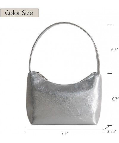 Small Shoulder Bags for Women Retro Y2k Hobo Handbags Patent Leather Top Handle Underarm Bag Red Fashion Clutch Purse Silver ...