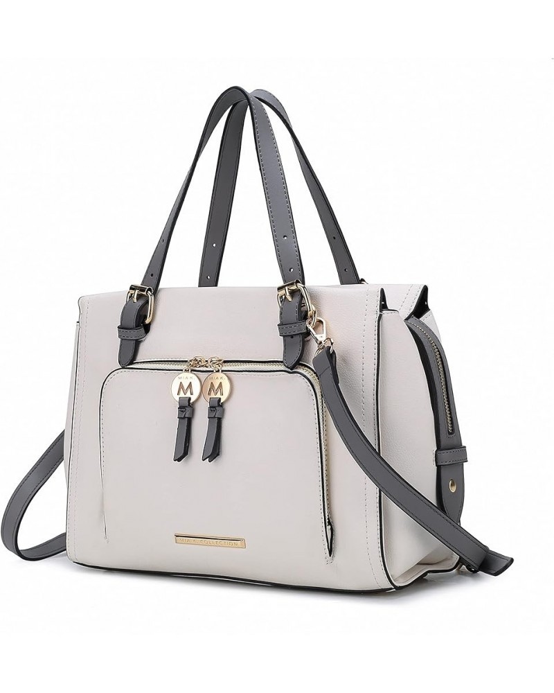 Weekender Purses for Women, PU Leather Handbag Slouchy Womens Shoulder bag, Top Handle White-gray $24.60 Handbags