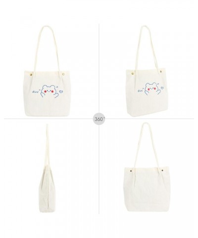 Corduroy Totes Bag Women Girls Corduroy Shoulder Bag Cute Cartoon Embroidery Casual Shoulder Tote 7159+white $9.50 Totes