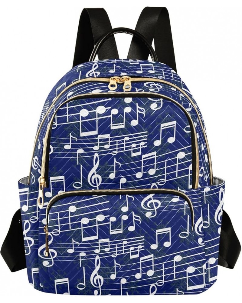 Travel Backpack Purse for Women Fashion Anti-theft Work Casual Blue Snowflakes Music Note Daypack Shoulder Bag Medium Size Me...