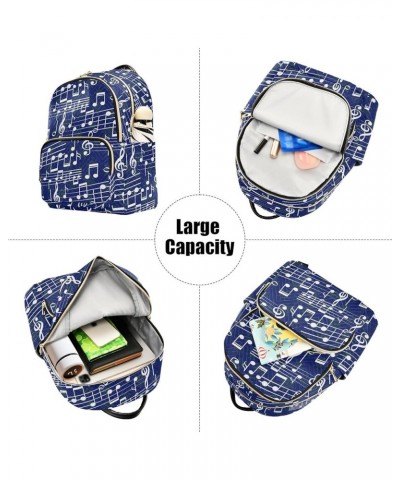 Travel Backpack Purse for Women Fashion Anti-theft Work Casual Blue Snowflakes Music Note Daypack Shoulder Bag Medium Size Me...