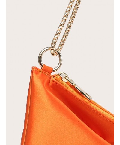 Women's Satin Evening Handbag Shoulder Bag Purse Orange $14.49 Evening Bags