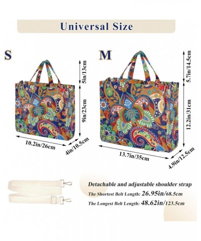 Retro India Paisley Flower Corduroy Tote Bag for Women Hobo Crossbody Bag Purse Stylish Shoulder Handbag Messenger Bags, S $1...